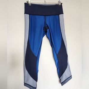 Lululemon Women's Wunder Under Leggings Sz 4 Cropped Sashiko Cross Blue Inkwell